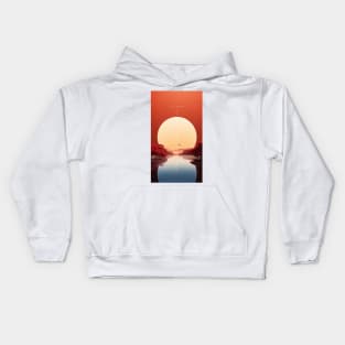 an abstract print of a sunset in space Kids Hoodie